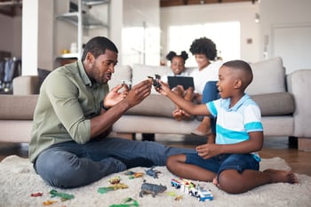 African American Family Playing Legos