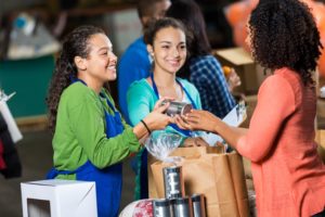 Donations help purchase canned food to feed disaster victims.