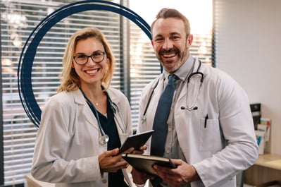 Two Physicians in their Office Midnight Blue Brushstroke