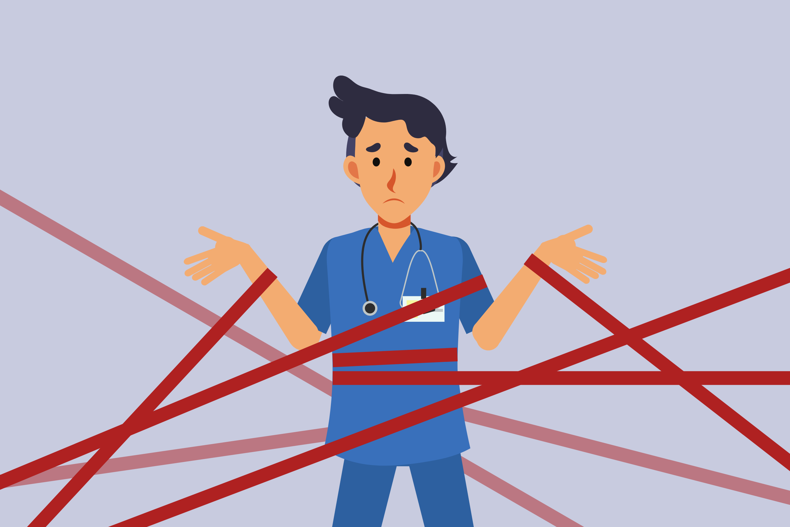 Physician caught up in red tape and distressed