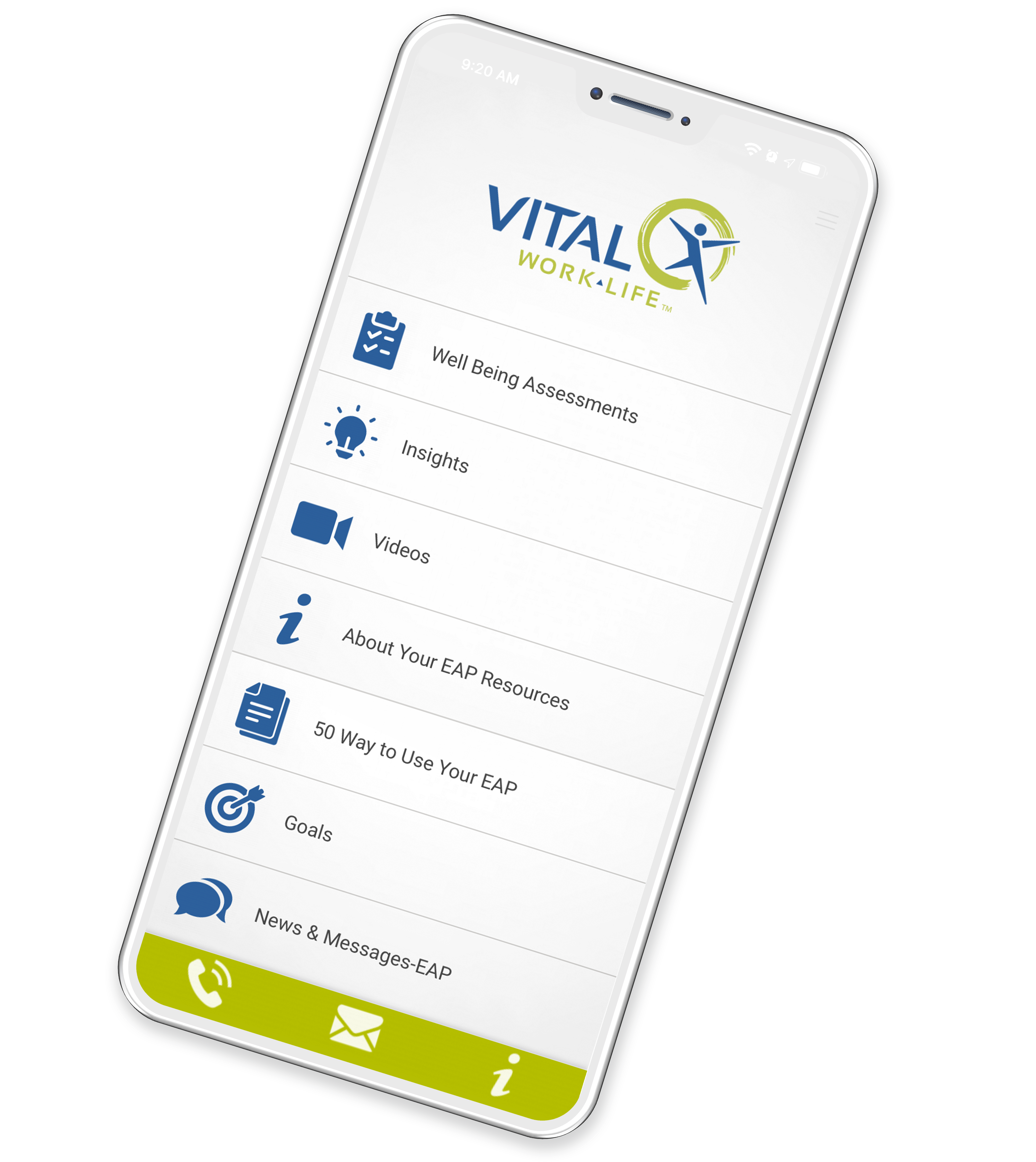 VITAL WorkLife EAP App Home Screen 